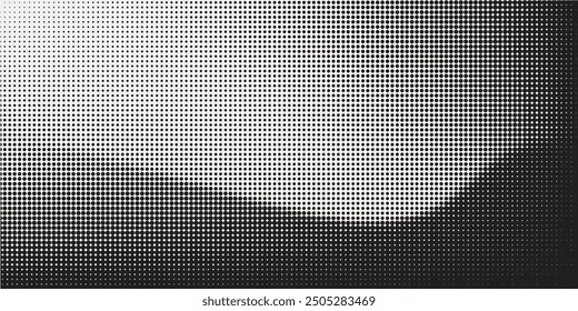 Grunge halftone gradient background. Faded grit noise texture. White and black sand wallpaper. Retro pixelated backdrop. Anime or manga style comic