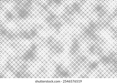 Grunge halftone gradient background. Faded grit noise texture. White and black sand wallpaper. Retro pixelated backdrop. Anime or manga style comic overlay. Vector graphic design textured template