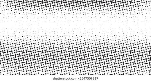 Grunge halftone gradient background. Faded grit noise texture. White and black sand wallpaper. Retro pixelated backdrop. Anime or manga style comic overlay.