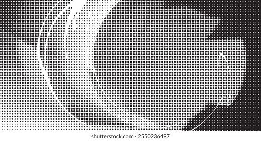 Grunge halftone gradient background. Faded grit noise texture. White and black sand wallpaper. Retro pixelated backdrop. Anime or manga style comic overlay.