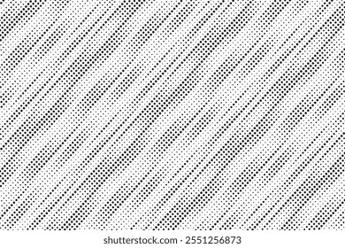 Grunge halftone gradient background. Faded grit noise texture. White and black sand wallpaper. Retro pixelated backdrop. Anime or manga style comic overlay. Vector graphic design textured template