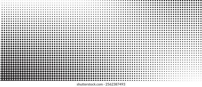 Grunge halftone gradient background. Faded grit noise texture. White and black sand wallpaper. Retro pixelated backdrop. Anime or manga style comic overlay. Vector graphic design textured template