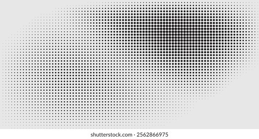 Grunge halftone gradient background. Faded grit noise texture. White and black sand wallpaper. Retro pixelated backdrop. Anime or manga style comic overlay. Vector graphic design textured template