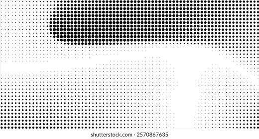 Grunge halftone gradient background. Faded grit noise texture. White and black sand wallpaper. Retro pixelated backdrop. Anime or manga style comic overlay. Vector graphic design textured template