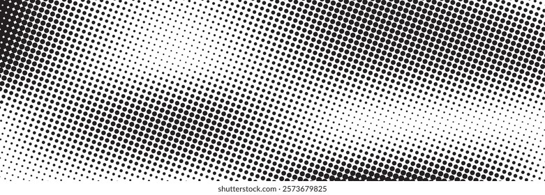 Grunge halftone gradient background. Faded grit noise texture. White and black sand wallpaper. Retro pixelated backdrop. Anime or manga style comic overlay. Vector graphic design textured template