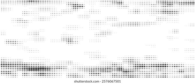 Grunge halftone gradient background. Faded grit noise texture. White and black sand wallpaper. Retro pixelated backdrop. Anime or manga style comic overlay.