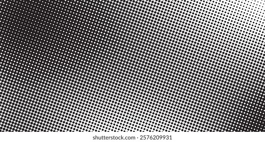 Grunge halftone gradient background. Faded grit noise texture. White and black sand wallpaper. Retro pixelated backdrop. Anime or manga style comic overlay. Vector