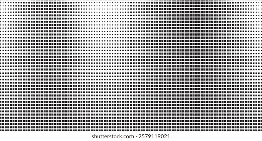 Grunge halftone gradient background. Faded grit noise texture. White and black sand wallpaper. Retro pixelated backdrop. Anime or manga style