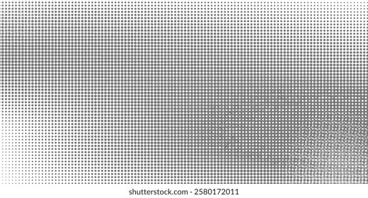 Grunge halftone gradient background. Faded grit noise texture. White and black sand wallpaper. Retro pixelated backdrop. Anime or manga style comic overlay.