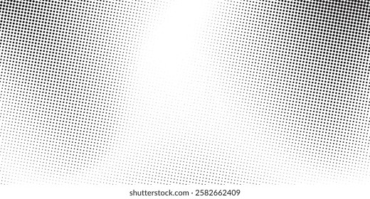 Grunge halftone gradient background. Faded grit noise texture. White and black sand wallpaper. Retro pixelated backdrop. Anime or manga abstract