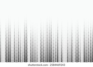 Grunge halftone gradient background. Faded grit noise texture. White and black sand wallpaper. Retro pixelated backdrop. Anime or manga style comic overlay. Vector graphic design textured template