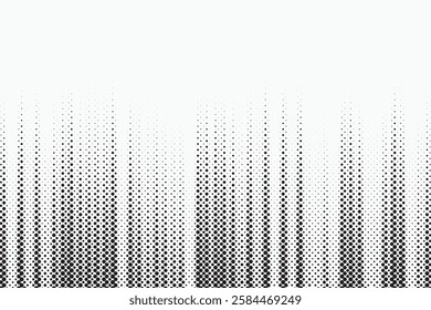 Grunge halftone gradient background. Faded grit noise texture. White and black sand wallpaper. Retro pixelated backdrop. Anime or manga style comic overlay. Vector graphic design textured template