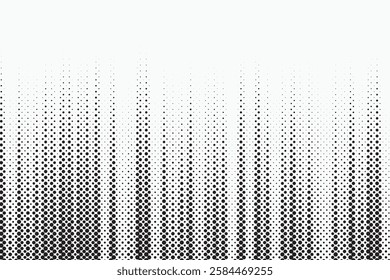 Grunge halftone gradient background. Faded grit noise texture. White and black sand wallpaper. Retro pixelated backdrop. Anime or manga style comic overlay. Vector graphic design textured template