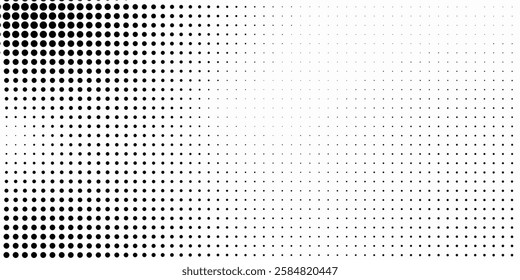 Grunge halftone gradient background. Faded grit noise texture. White and black sand wallpaper. Retro pixelated backdrop. Anime or manga style comic overlay. Vector graphic design