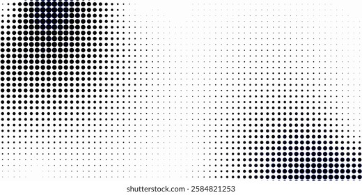 Grunge halftone gradient background. Faded grit noise texture. White and black sandy wallpaper. Retro pixelated backdrop. Anime or manga style comic overlay. Vector graphic design textured