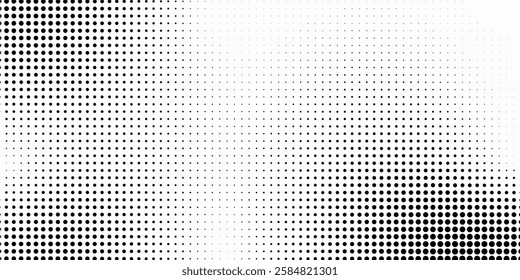 Grunge halftone gradient background. Faded grit noise texture. White and black sand wallpaper. Retro pixelated backdrop. Anime or manga style comic overlay. Vector graphic design