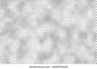 Grunge halftone gradient background. Faded grit noise texture. White and black sand wallpaper. Retro pixelated backdrop. Anime or manga style comic overlay. Vector graphic design textured template