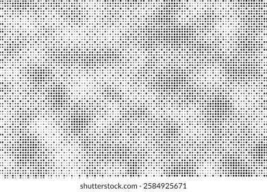 Grunge halftone gradient background. Faded grit noise texture. White and black sand wallpaper. Retro pixelated backdrop. Anime or manga style comic overlay. Vector graphic design textured template