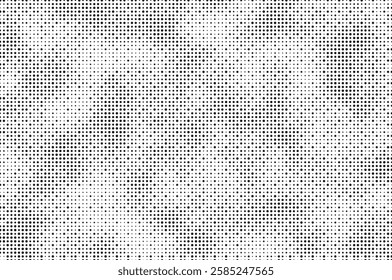 Grunge halftone gradient background. Faded grit noise texture. White and black sand wallpaper. Retro pixelated backdrop. Anime or manga style comic overlay. Vector graphic design textured template