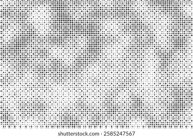 Grunge halftone gradient background. Faded grit noise texture. White and black sand wallpaper. Retro pixelated backdrop. Anime or manga style comic overlay. Vector graphic design textured template