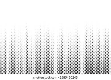 Grunge halftone gradient background. Faded grit noise texture. White and black sand wallpaper. Retro pixelated backdrop. Anime or manga style comic overlay. Vector graphic design textured template