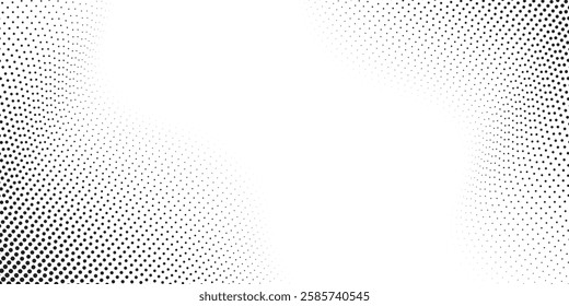 Grunge halftone gradient background. Faded grit noise texture. White and black sand wallpaper background