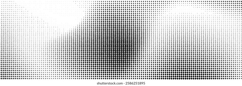 Grunge halftone gradient background. Faded grit noise texture. White and black sand wallpaper. Retro pixelated backdrop.