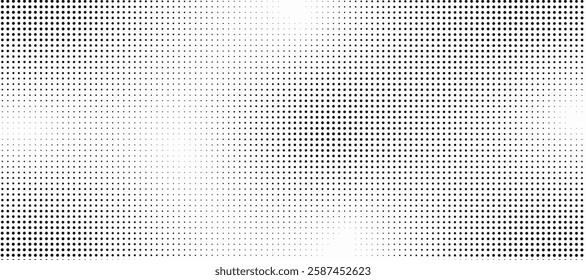 Grunge halftone gradient background. Faded grit noise texture. White and black sand wallpaper. Retro pixelated backdrop. Anime or manga style comic overlay. Vector graphic design textured template