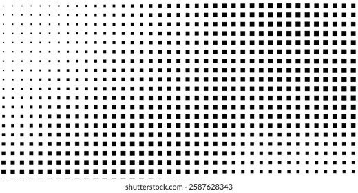 Grunge halftone gradient background. Faded grit noise texture. White and black sand wallpaper. Retro pixelated 