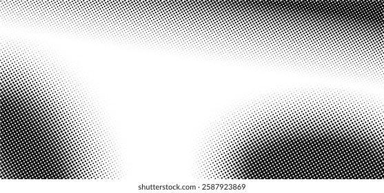 Grunge halftone gradient background. Faded grit noise texture. White and black sand wallpaper. Retro pixelated backdrop. Anime or manga style comic overlay. Vector Eps