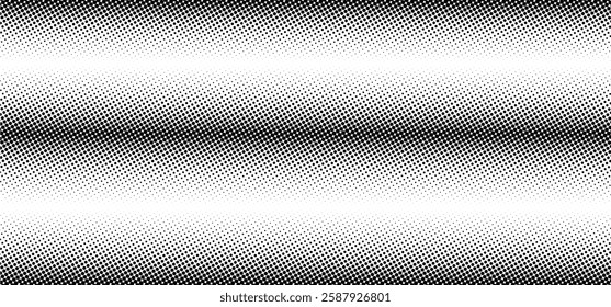 Grunge halftone gradient background. Faded grit noise texture. White and black sand wallpaper. Retro pixelated backdrop. Anime or manga style comic overlay. Vector eps