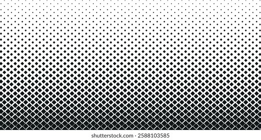 Grunge halftone gradient background. Faded grit noise texture. White and black sand wallpaper. Retro pixelated backdrop. 