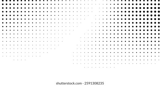 Grunge halftone gradient background. Faded grit noise texture. White and black sand wallpaper. Retro pixelated backdrop. Anime or manga style modern abstract simple