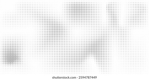 Grunge halftone gradient background. Faded grit noise texture. White and black sand wallpaper. Retro pixelated backdrop. Anime or manga style comic overlay. Vector graphic design textured template