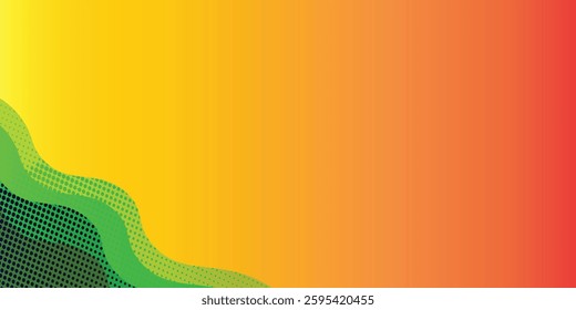 Grunge halftone gradient background. Faded grit noise texture. green, yellow, orange and black sand wallpaper. Anime or manga style comic overlay. Vector graphic design textured template