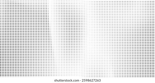 Grunge halftone gradient background. Faded grit noise texture. White and black sand wallpaper. Retro pixelated backdrop. Anime or manga style comic overlay modern dot