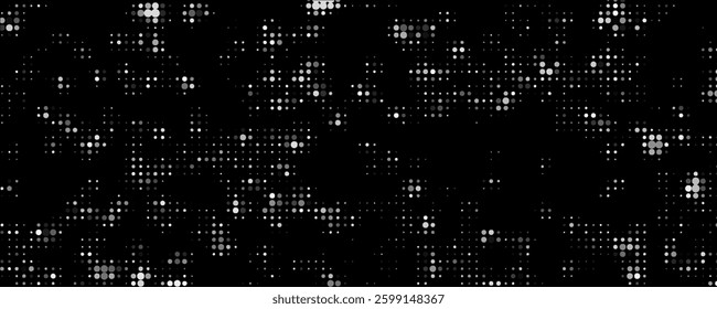 Grunge halftone gradient background. Faded grit noise texture. White and black sand wallpaper. Retro pixelated backdrop. Anime or manga style comic overlay. Vector graphic