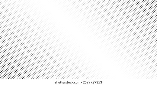 Grunge halftone gradient background. Faded grit noise texture. White and black sand wallpaper. Retro pixelated backdrop. Anime or manga style comic overlay. Vector graphic design textured template
