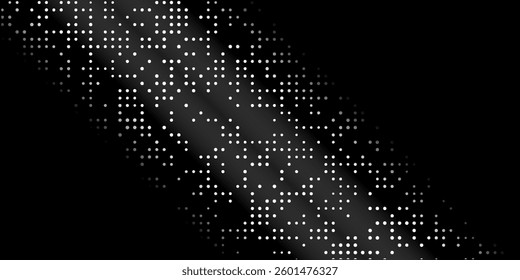 Grunge halftone gradient background. Faded grit noise texture. White and black sand wallpaper. Retro pixelated backdrop. Anime or manga style comic overlay. Vector graphic design textured template
