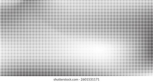 Grunge halftone gradient background. Faded grit noise texture. White and black sand wallpaper. Retro pixelated backdrop. Anime or manga style comic overlay. Vector graphic design