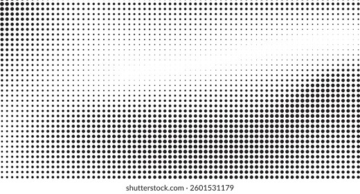 Grunge halftone gradient background. Faded grit noise texture. White and black sand wallpaper. Retro pixelated backdrop. Anime or manga style comic overlay. Vector graphic design