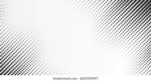 Grunge halftone gradient background. Faded grit noise texture. White and black sand wallpaper. Retro pixelated backdrop. Anime or manga style