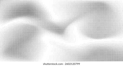 Grunge halftone gradient background. Faded grit noise texture. White and black sand wallpaper. Retro pixelated backdrop. Anime or manga style comic overlay. Vector MODERN