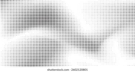 Grunge halftone gradient background. Faded grit noise texture. White and black sand wallpaper. Retro pixelated backdrop. Anime or manga style comic overlay. Vector MODERN