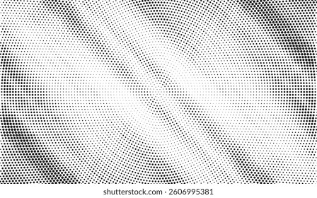 Grunge halftone gradient background. Faded grit noise texture. White and black sand wallpaper. Retro pixelated backdrop. Anime or manga style comic overlay. Vector graphic design textured template