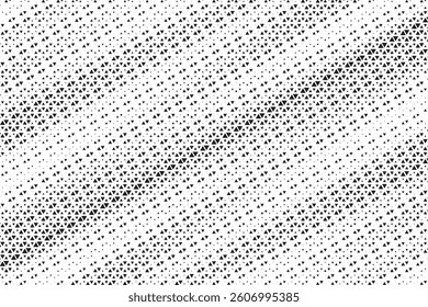 Grunge halftone gradient background. Faded grit noise texture. White and black sand wallpaper. Retro pixelated backdrop. Anime or manga style comic overlay. Vector graphic design textured template