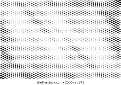 Grunge halftone gradient background. Faded grit noise texture. White and black sand wallpaper. Retro pixelated backdrop. Anime or manga style comic overlay. Vector graphic design textured template