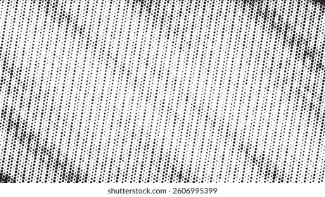 Grunge halftone gradient background. Faded grit noise texture. White and black sand wallpaper. Retro pixelated backdrop. Anime or manga style comic overlay. Vector graphic design textured template