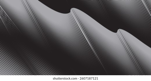 Grunge halftone gradient background. Faded grit noise texture. White and black sand wallpaper. Retro pixelated backdrop. Anime or manga style comic overlay. Vector graphic design textured template