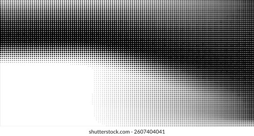Grunge halftone gradient background. Faded grit noise texture. White and black sand style wallpaper. Retro pixelated backdrop. Anime or manga style comic overlay. Vector graphic design textured